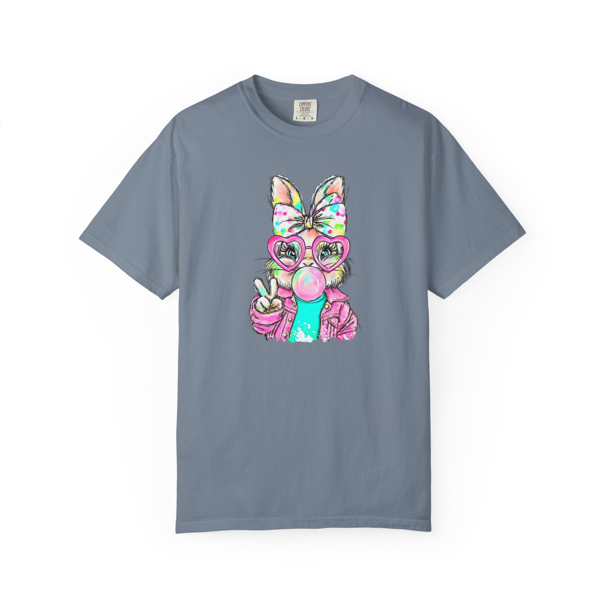 Cute Bunny Peace Sign T-Shirt — Bunny Blowing Bubble Graphic Tee