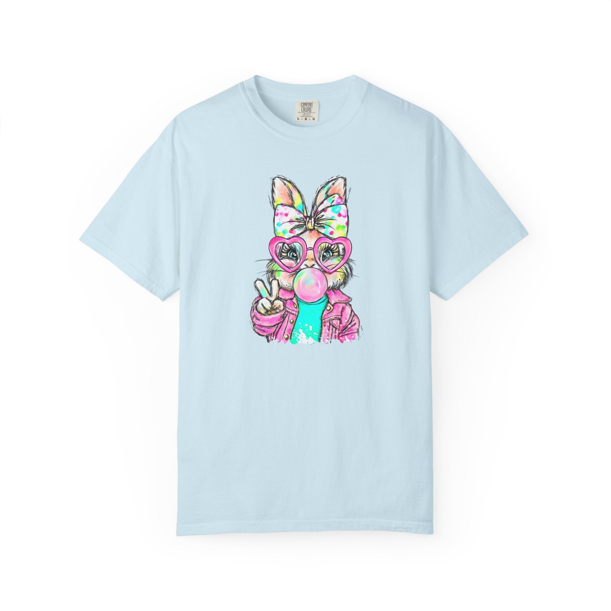 Cute Bunny Peace Sign T-Shirt — Bunny Blowing Bubble Graphic Tee