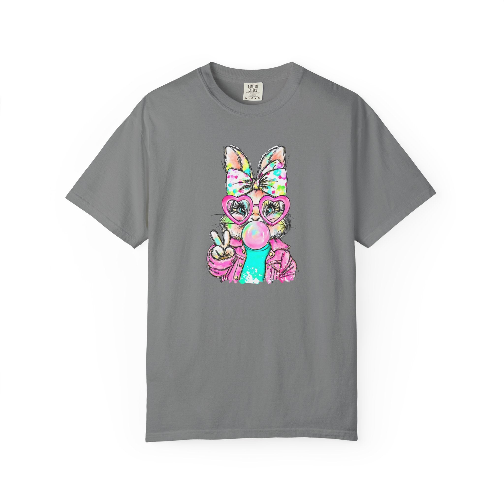 Cute Bunny Peace Sign T-Shirt — Bunny Blowing Bubble Graphic Tee