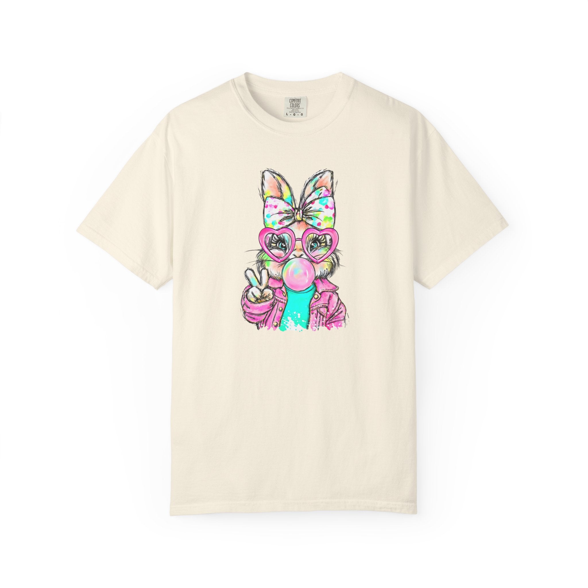 Cute Bunny Peace Sign T-Shirt — Bunny Blowing Bubble Graphic Tee