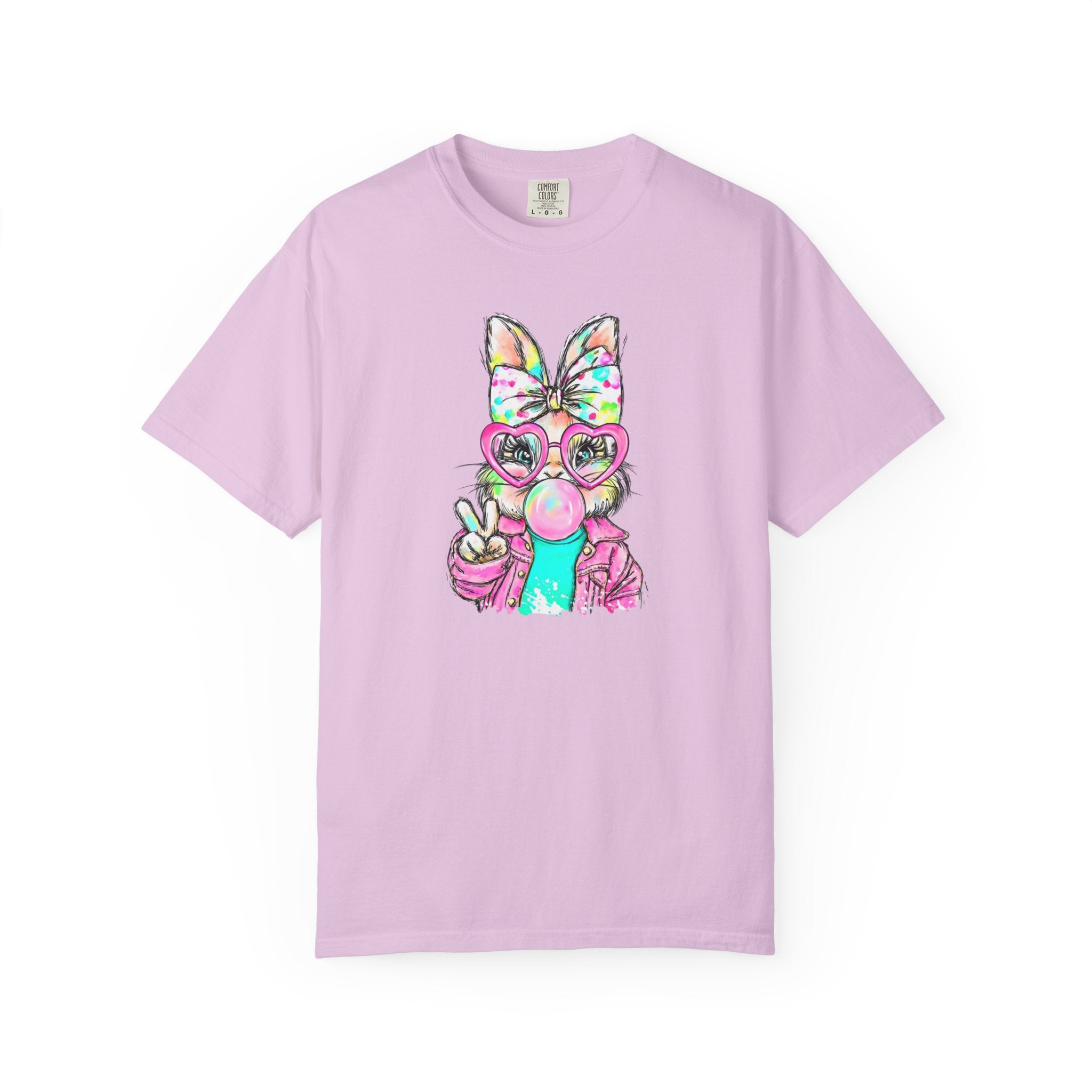 Cute Bunny Peace Sign T-Shirt — Bunny Blowing Bubble Graphic Tee