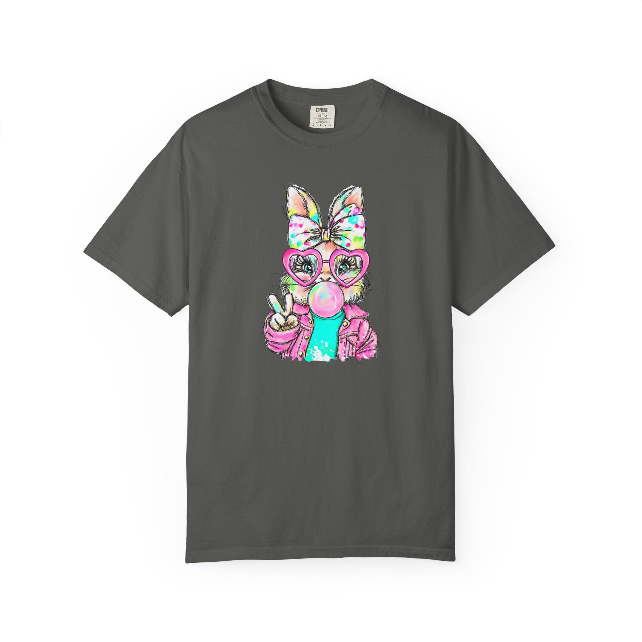 Cute Bunny Peace Sign T-Shirt — Bunny Blowing Bubble Graphic Tee