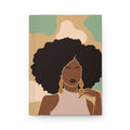 Afro Chic Pattern Hardcover Journal — Empowered Black Woman Floral Illustration Notebook