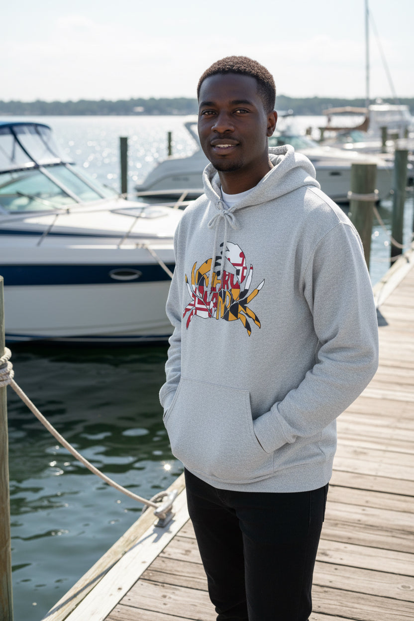 Crab Maryland Flag Hoodie — "Maryland Kind" Coastal Crab Graphic Hoodie