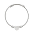 Engravable Heart Cuff Bracelet — Personalized Silver-Plated Wire Bangle