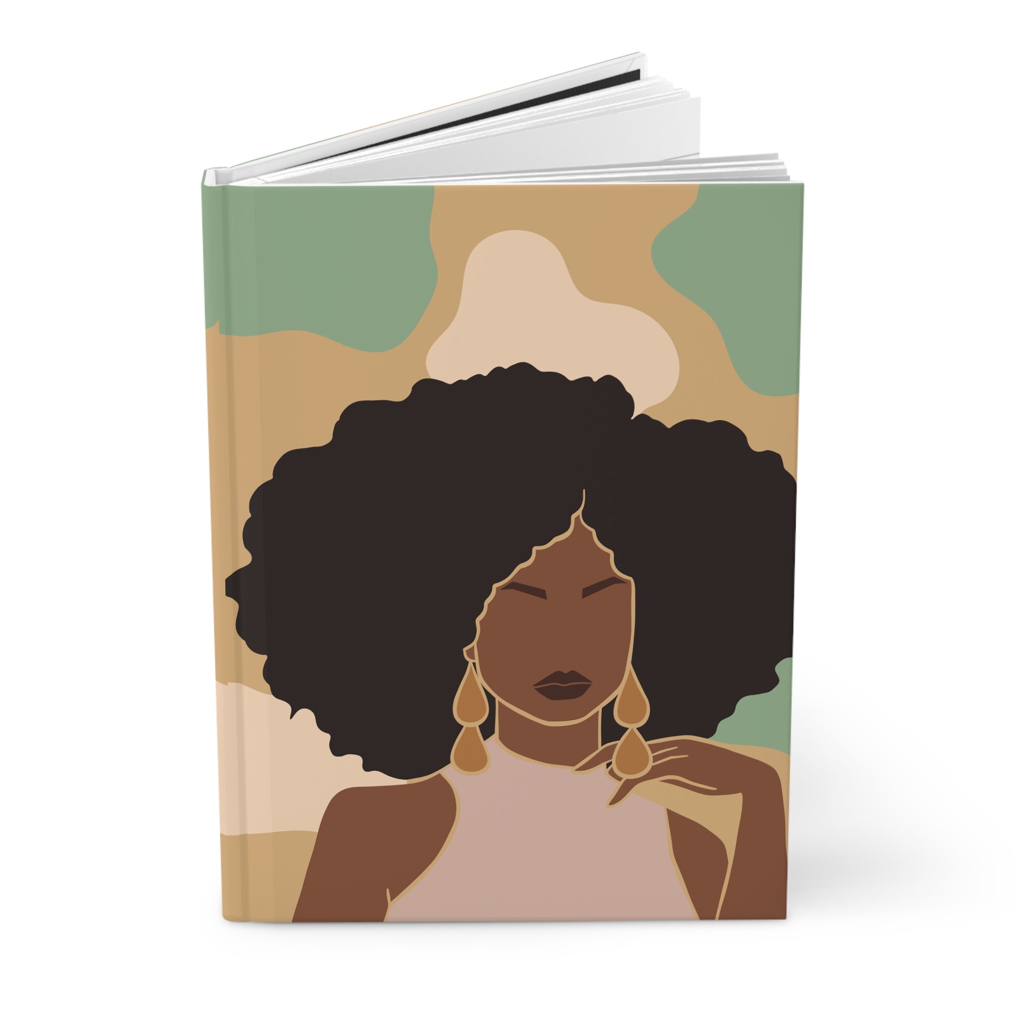 Afro Chic Pattern Hardcover Journal — Empowered Black Woman Floral Illustration Notebook