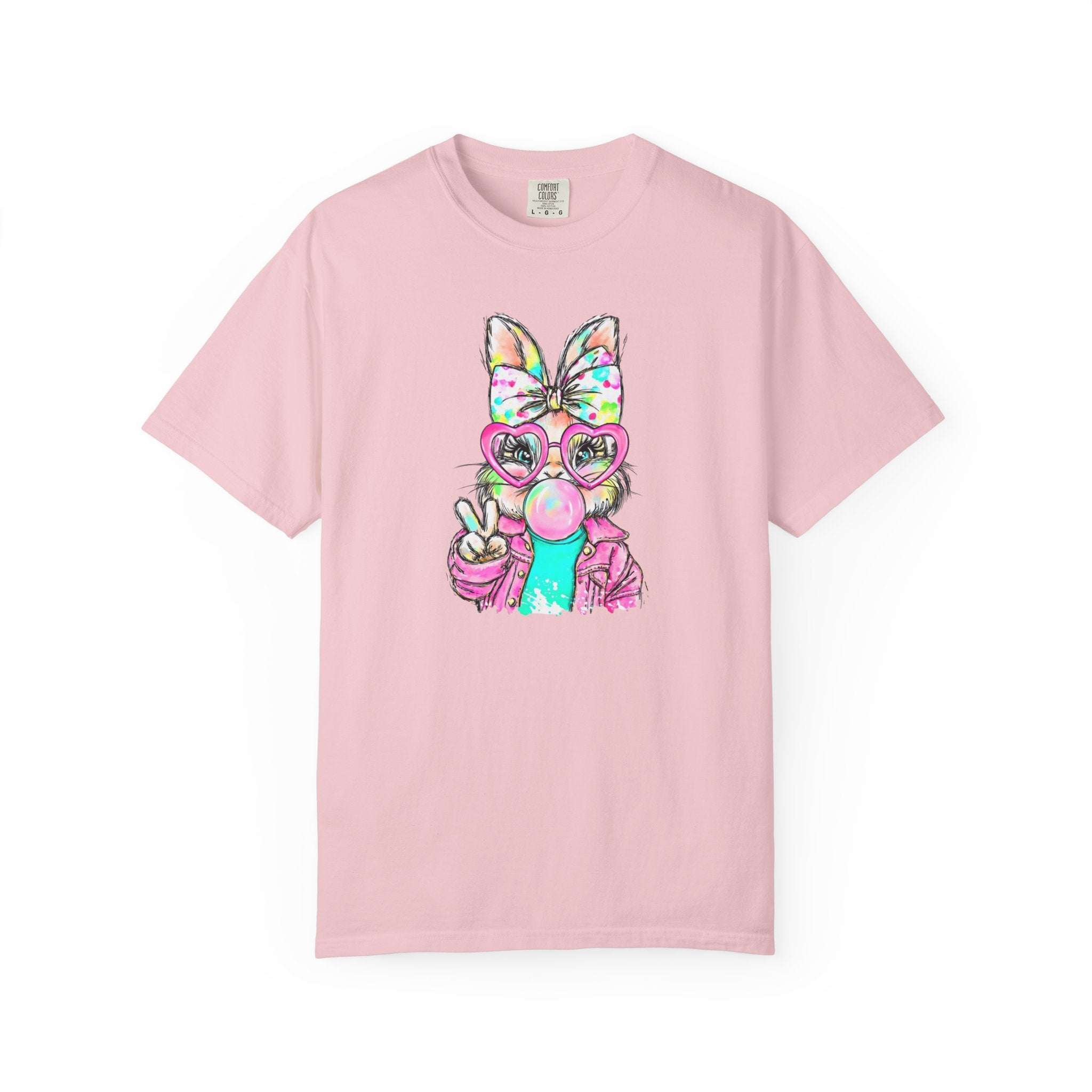 Cute Bunny Peace Sign T-Shirt — Bunny Blowing Bubble Graphic Tee