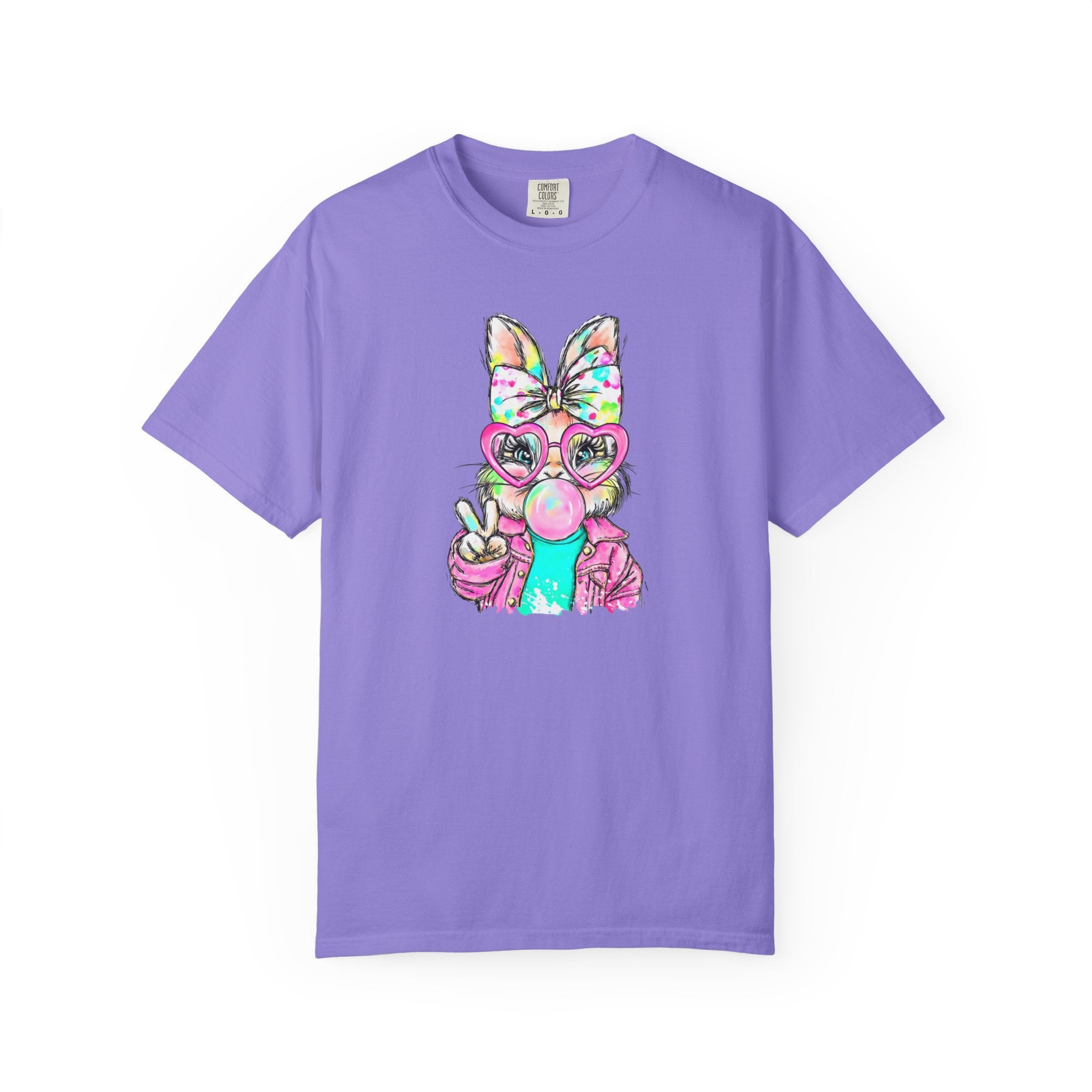 Cute Bunny Peace Sign T-Shirt — Bunny Blowing Bubble Graphic Tee