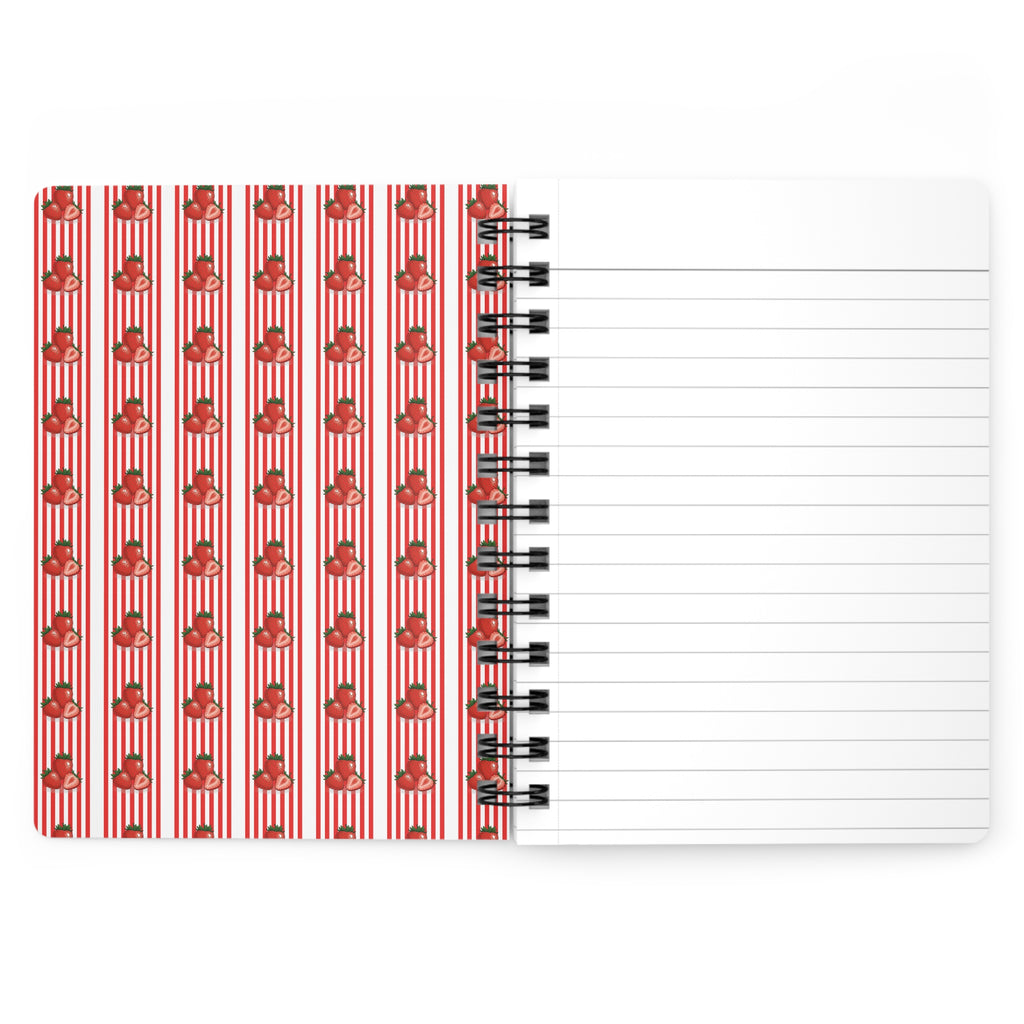 Patterned Note Books Strawberry Bunny Spiral Notebook — Cute Red Patterned Journal for Note ...
