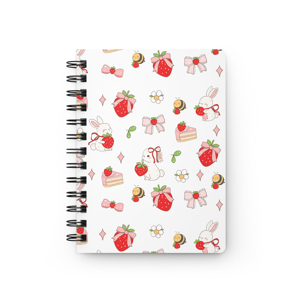 Strawberry Bunny Spiral Notebook — Cute Red Patterned Journal for Notes & Gifts
