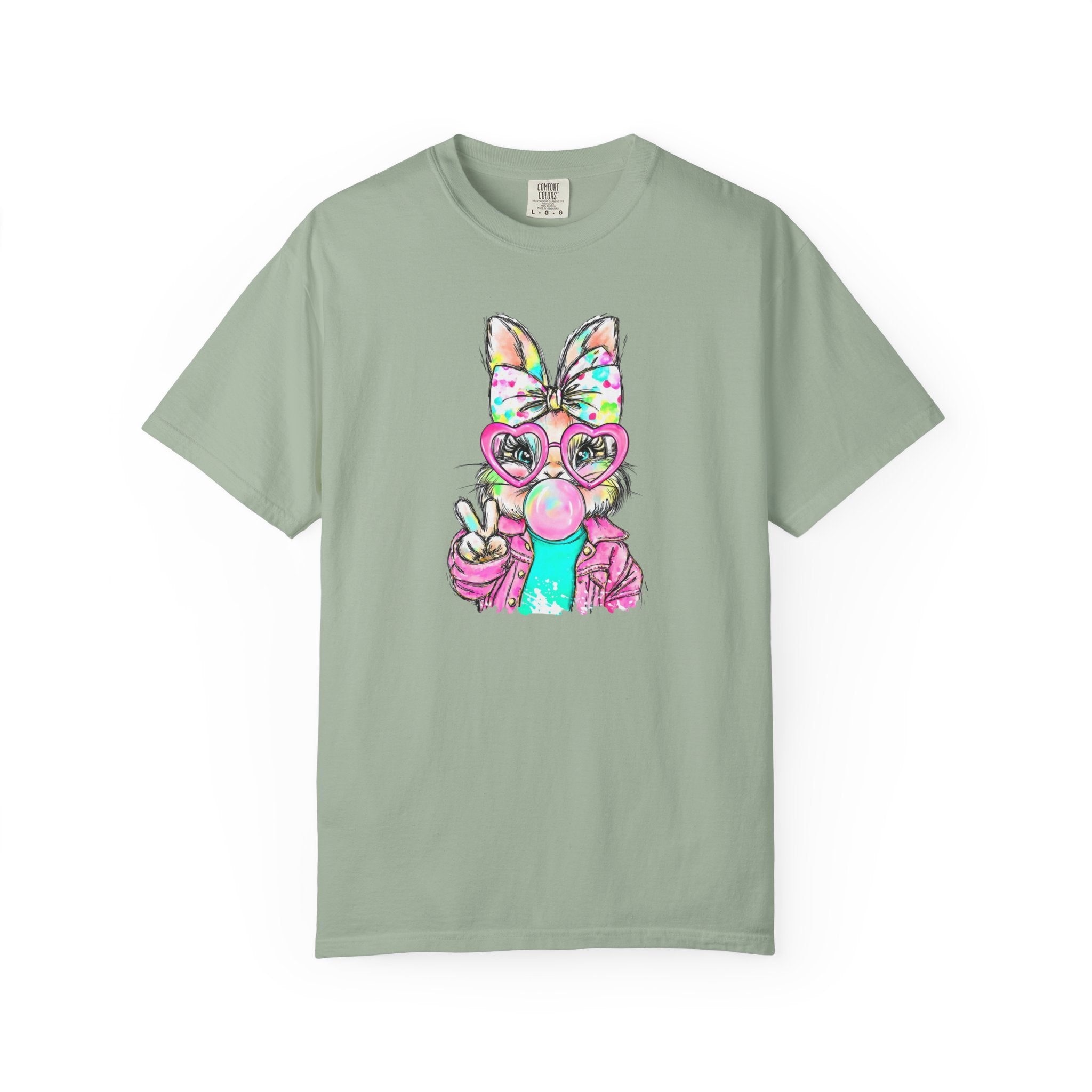 Cute Bunny Peace Sign T-Shirt — Bunny Blowing Bubble Graphic Tee