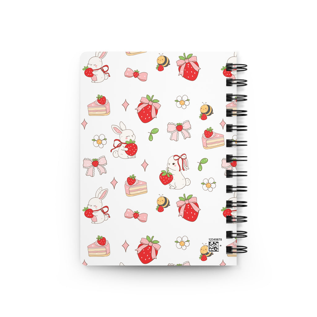Strawberry Bunny Spiral Notebook — Cute Red Patterned Journal for Notes & Gifts