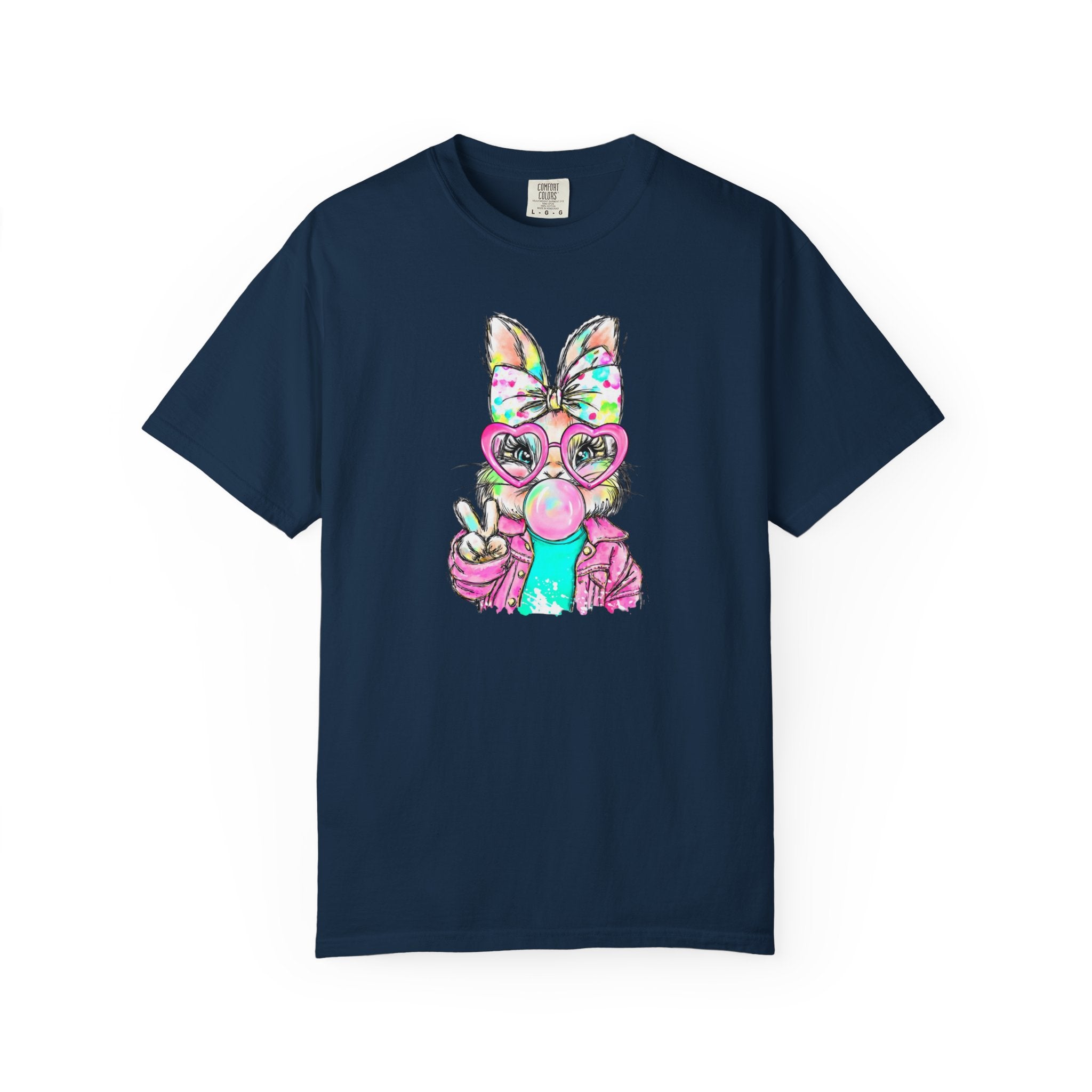 Cute Bunny Peace Sign T-Shirt — Bunny Blowing Bubble Graphic Tee