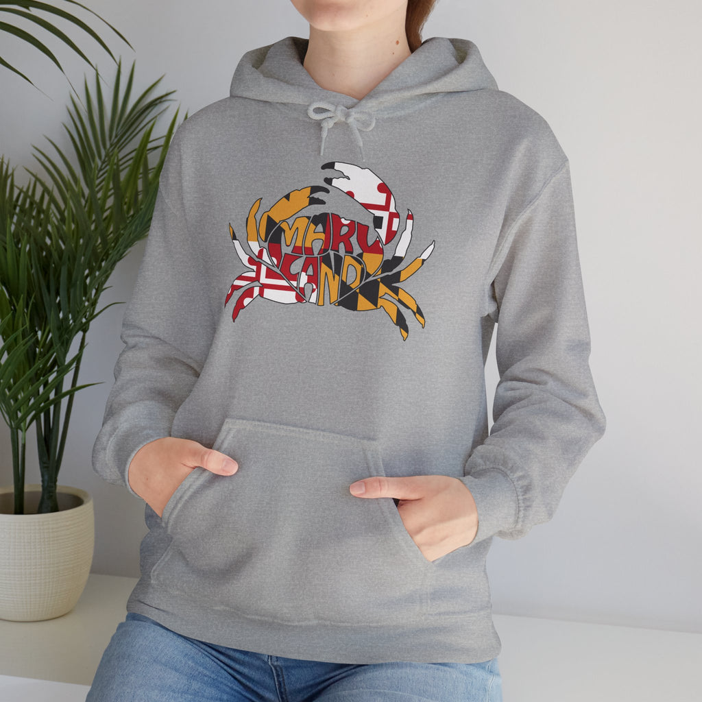 Crab Maryland Flag Hoodie — "Maryland Kind" Coastal Crab Graphic Hoodie